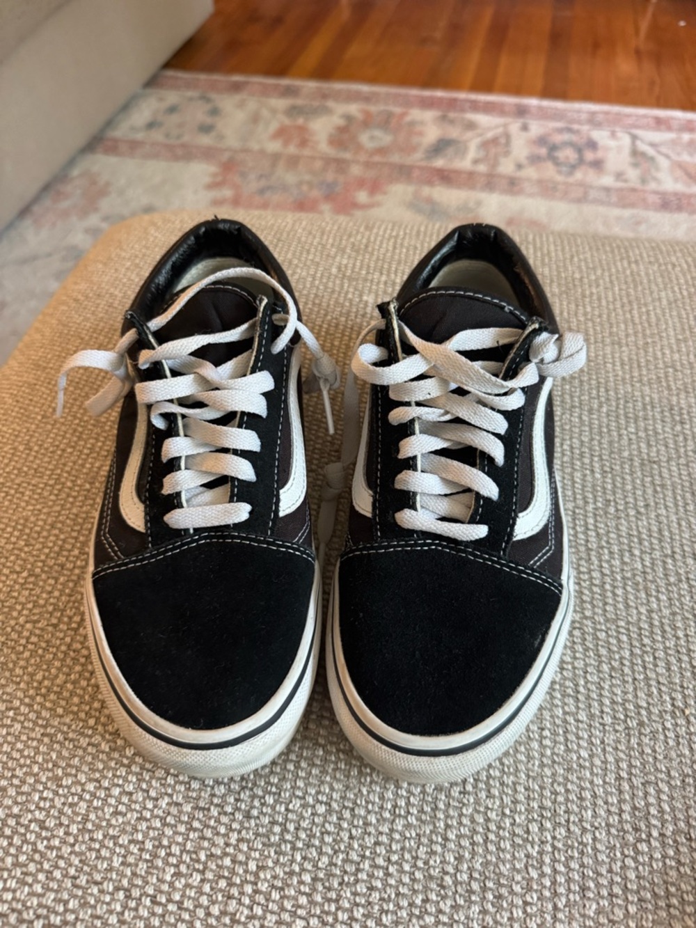 Black Low-Top Skate Sneakers with White Accents